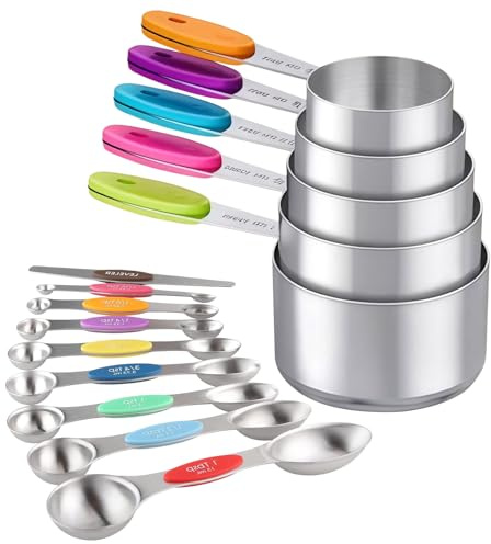 13 Pcs Magnetic Measuring Cups Spoons Set, 5 Cups,7 Double Sided Spoons