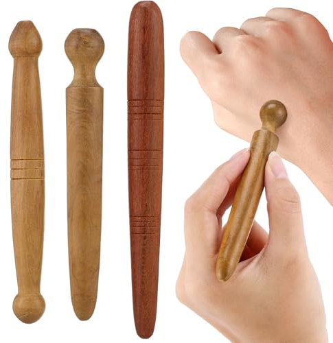 GRADENEVE 3 pièces Bâton de Réflexologie Bois Stylet Massage Plantaire Ergonomique Outil Relaxant Léger et Portable pour Acupression des Points Acupuncture Soulagement de Tension Corporelle