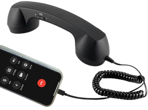 Retro telefonheadset | mottagare med mikrofon | Type-C-headset för mobila enheter - för videokonferenser, arbete, bärbar dator, smartphone, kontor, hem, skola, sovrum
