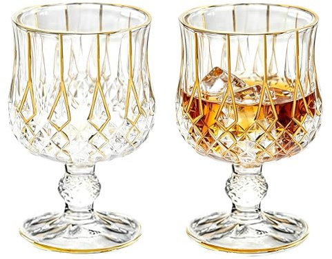Xnqelerate Brandy Glass Set of 2, Crystal Cognac Glass, Reusable Brandy Snifter Glasses, Goblet Glasses for Whisky, Tequila, Vodka, 230ml