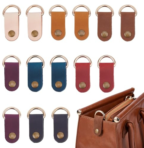 SUPERFINDINGS 14Pcs 7 Farben Seitenbeutel Schnalle Rindsleder D Ring Schnalle Gurstersatz Handtasche Schultergurt Beschläge für DIY Umhängetasche Griff Kettengürtel