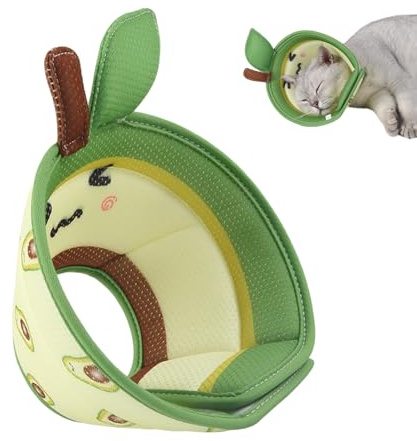 Cat Cone Collar – S/M/L Storlek Justerbar Mesh, mjuk 3D- med söta djurtryck | Skyddshalsband för, bomull kattungar och små hundar för att sluta slicka, och klia