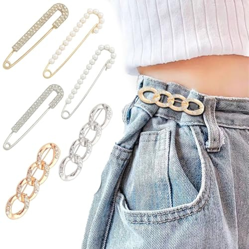 6 Pcs De Broches Pour Femmes, Perle Broche, Mode Broche de Perle Simulée Épingle de Sécurité Clips, Epingle a Nourrice Mariage Strass, Broches De Perles, Accessoires De Vêtements pour Pull Col Châle