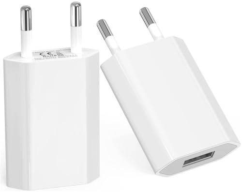 Cargador USB 2 Pack de paerd 5W para iPhone, Samsung, Xiaomi, Sony, LG, teléfonos Inteligentes, iWatch, Dispositivos, tabletas fotográficas, MP3, etc., Adaptador de Corriente USB Universal 5V1A