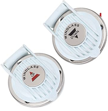 KUIDAMOS Interruptor de Pie de Molinete, Manos Libres, Blanco, Universal, Arriba y Abajo, para Ancla de Barco Marino, 12V/24V, Goma + Acero Inoxidable, 2 uds.
