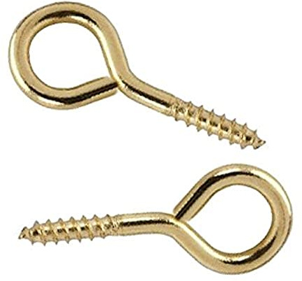 Merriway BH02312 (20 Pcs) EB Picture Mirror Frame Screw Eye, 19mm (3/4 inch) Brass Plated - Pack of 20 Pieces
