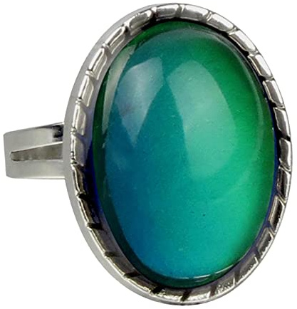 Phenovo Vintage Stil Oval Stimmung Schmuck Ring Farbwechsel Einstellbar