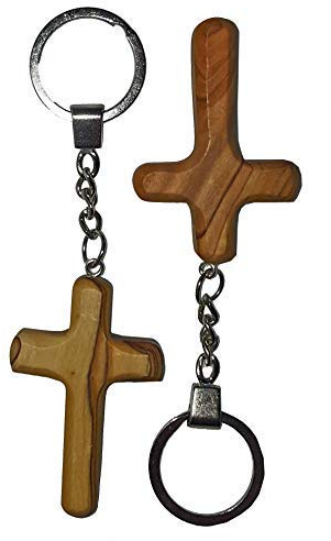 2 Stück Set Schlüsselanhänger Kreuz Holzkreuz Kreuzanhänger CPH100612-2 mit Anhänger ca. 120 mm
