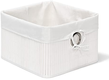 Relaxdays Aufbewahrungskorb, Stoffbezug, Bambus, rechteckig, Bad, Accessoires, Spielzeug, HxBxT: 20x31x31 cm, v. Farben | Accessoires, Spielzeug, HxBxT: 20x31x31 cm