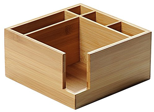Kesper 70851 Serviettenspender-Besteckkasten 5-fach aus FSC-zertifiziertem Bambus/Besteckhalter/Box