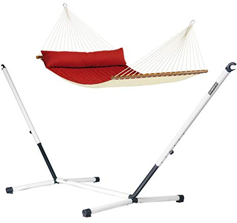 LA SIESTA - Alabama Red Pepper - Gefütterte Stabhängematte Kingsize + pulverbeschichtetem Stahl-Gestell