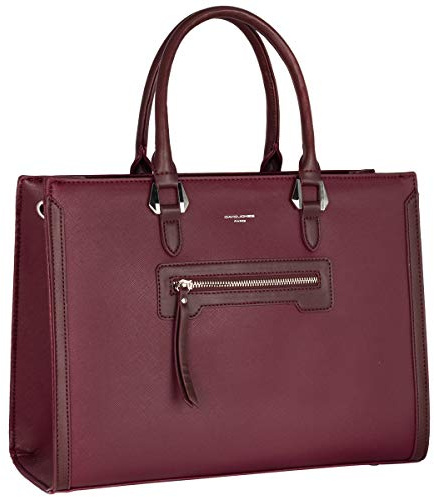 David Jones - Damen Business Handtasche - Große Henkeltasche PU Leder - Arbeit Büro Schule Studenten Shopper Tasche - Alltag Schultertasche Tote Bag - Arbeitstasche Viele Fächer & Taschen - Weinrot
