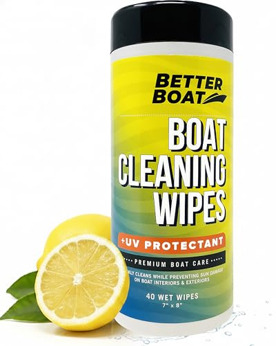 Boat Cleaning Wipes with UV Protectant 40ct, Marine Vinyl Cleaner and Protector for Boat Seats Console and Dash, Non Greasy Matte Finish - Better Boat
