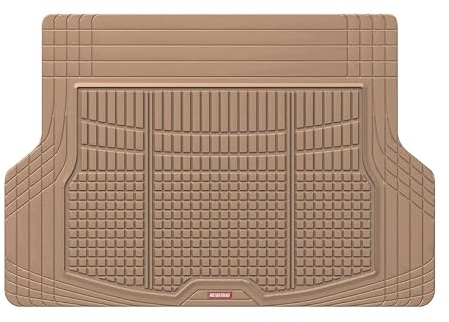 Motor Trend FlexTough Rear Cargo Mat – Heavy-Duty Trimmable Car Trunk Mat for Back of SUV, Universal Rear Cargo Liner for SUV, Flexible Trunk Liner, Automotive Floor Mats & Cargo Liners (Beige)