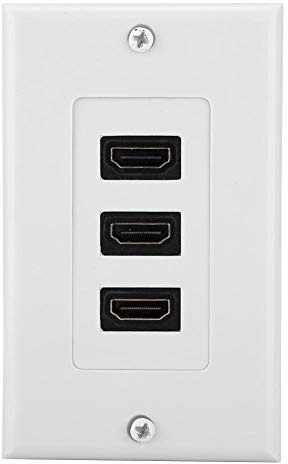 Lazmin Plaque Murale HDMI, 3 Ports 4k HD UHD 1080P Port Compatible Full HD Prise vidéo Adaptateur de hub USB Prise de Courant