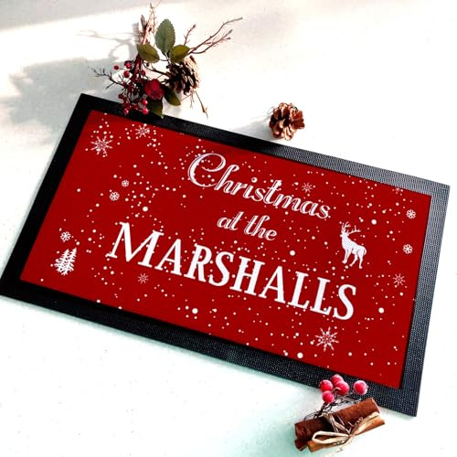 Tapis de comptoir personnalisé avec nom de la famille de Noël