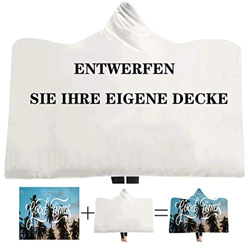 ANDISI Personalisierte Foto Decke Decke mit Kapuze Fotodecke mit eigenem Foto 3D Lustig Tragbare Decke Fleecedecke Kuscheldecke (Erwachsene 150X200CM)