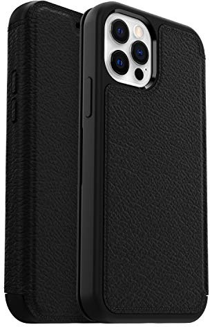 OtterBox Strada Hülle für iPhone 12 / iPhone 12 Pro, stoßfest, sturzsicher,Premium Lederfolio mit Zwei Kartenhaltern, 3X getestet nach Militärstandard, Schwarz, Keine Einzelhandelsverpackung