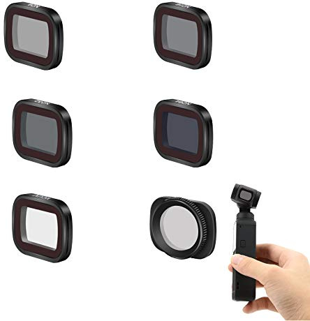 JXE Lot de 6 filtres polarisants réglables compatibles avec les objectifs d'appareil photo DJI Osmo Pocket 2 (CPL MCUV ND8 ND16 ND32 ND64)
