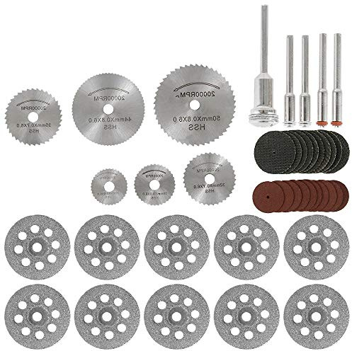 61 mini disco diamantato da troncare, kit di strumenti combinati di taglio lame per sega circolare HSS 50 mm per legno pietra metallo taglio resina vetro (61 pezzi)