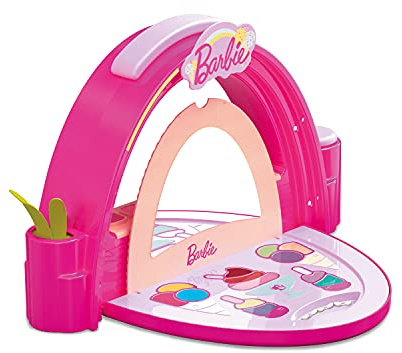 Mondo 40005 Barbie Gelateria, Eisdiele mit Kinderschminke, enthält Lipgloss, Lidschatten, Applikatoren und Nagelfeilen, mit Spiegel und LED-Lichtern, Spielzeug ab 5 Jahre