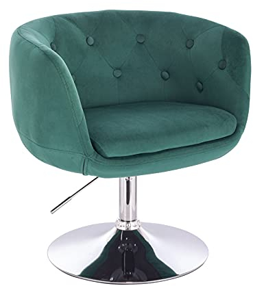 SVITA Panama Retro Loungestuhl Polsterstuhl Cocktailsessel Tellerfuß (Dunkelgrün, Samt)