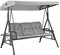LIVIVO Florence 3 Seater Swing Chair with Canopy – Outdoor Garden Bench with Cushioned Seat, Armrests, Side Tables – Heavy-Duty Steel Frame – Weather-Resistant for Patio, Balcony, Terrace – Grey