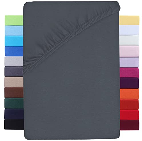 NatureMark Premium Boxspringbett Spannbettlaken 180 x 200 bis 200 x 220 cm - hoher Steg bis 40cm Matratzenhöhe - Wasserbetten Spannbetttuch - Baumwolle mit Elasthan, Anthrazit/Dunkel grau