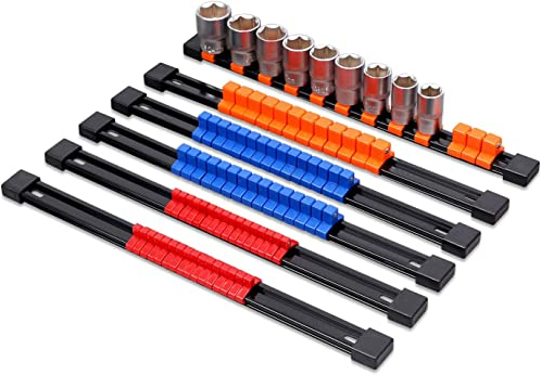 BRIMIX 6 PCS ABS RAILES SOPORTE ORGANIZADOR DE LLAVES DE VASO 24 X 1/2 30 X 3/8 32 X 1/4 SUJECCIÓN FIRME BANDEJA PARA ORGANIZAR