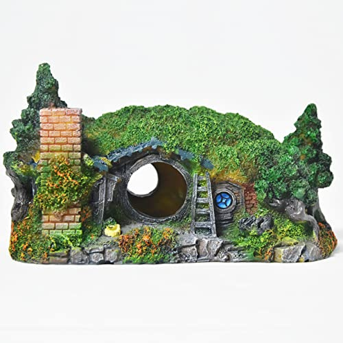 fazhongfa Fisch Tank Dekoration Hobbit Castle Fish Tank Zubehör Betta Toys Dekoration für Aquarium Fischszene Arrangement Fischtank-Ornamente Dekoration in