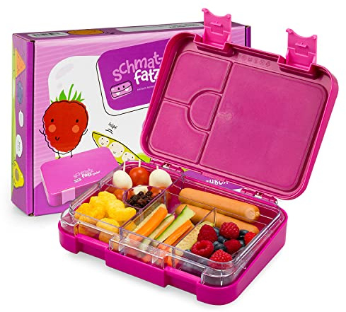schmatzfatz Fiambrera Infantil con Compartimentos, Tupper Niños Colegio, Taper Infantil de Colores, Loncheras para Niños con Secciones sin BPA y a Prueba de Fugas, Apta para Lavavajillas