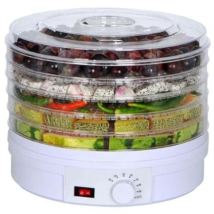 EdirFtra Food Dehydrator 5 Tray, Fruit Dryer Machine + Non Stick Tray, Dehydrator of Mushrooms, Vegetables And Fruits BPA-Free, 30~75℃ Temperature Setting 32 * 27cm