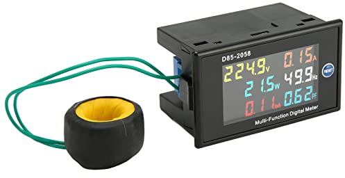 Contatore CA, CA da 0 A 99,99 A 100 A Tensione Corrente Potenza Energia Elettrica Monitor Amperometro Voltmetro Multimetro Tester, Rilevatore LCD A Colori Digitale Misuratore Pannello CA (200‑450 V