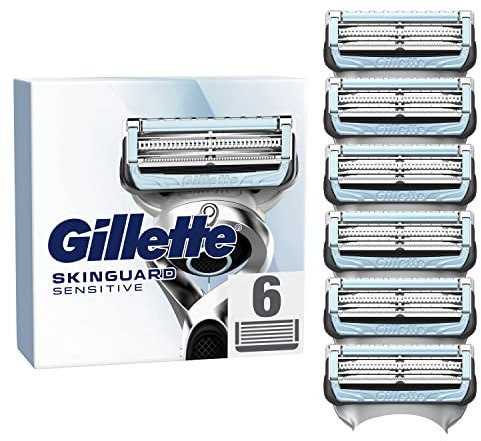 Gillette Lames De Rechange SkinGuard, Pack De 6 Cartouches De Lames De Rasoir Homme, Conçues Pour Un Rasage De La Peau Sensible, Compatibles Aussi Avec Manches Fusion Et ProGlide