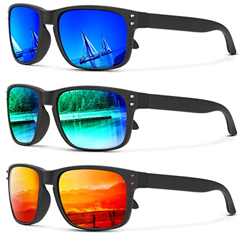 KALIYADI Polarized Sunglasses for Men Women, Mens Sunglasses Polarized UV Protection, Vintage Sun Glasses for Fishing Running Driving (3 pack)