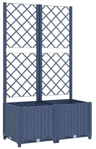 vidaXL Jardinera de jardín con Enrejado Azul grisáceo 80x40x136 cm PP