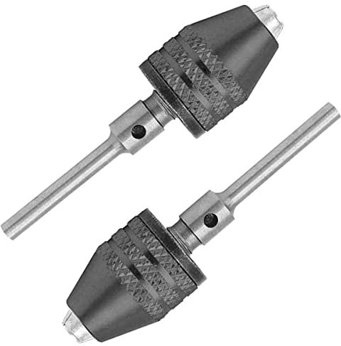 Treki 2pcs 2.35mm Mini Mandrin de Perçage sans Clé 0.3 à 3.4mm Tige Ronde Mandrin Autoserrant Mini Mandrin à 3 Mâchoires Adaptateur de Conversion pour Ponceuse Électrique
