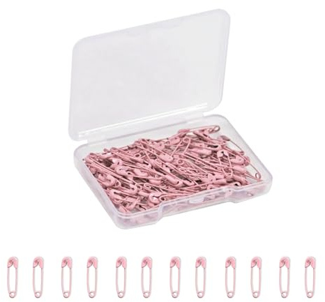 Pink Safety Pins,Small Safety Pins for Clothes,19mm Metal Mini Saftey Pin for Tag Art Crafting Sewing Jewelry Making (120Pcs/Box)