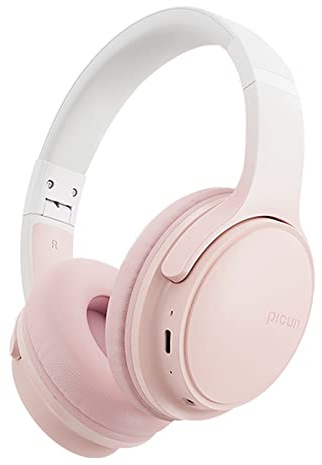 SLuB Wireless Headphones Over Ear, Foldable Bluetooth Headset, HD Stereo Sound, Built-in HD Microphone, 30H Playtime, Suitable for Mobile Phones, Computers, TVs, Games, Outdoors, Offices (Pink)