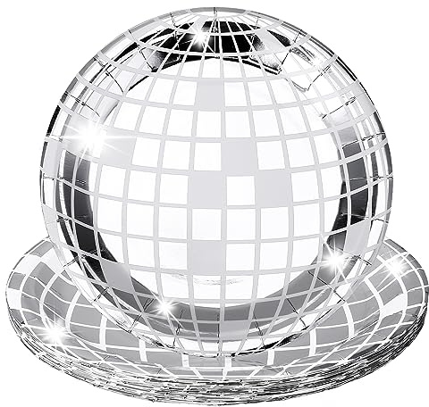 Lusofie 25 Stück Pappteller Silber 22,9cm Disco Pappteller Rund Party Motto | Partydekorationen für Geburtstagsfeier 70er Jahre Disco Neon Schwarzlicht Halloween Party Hochzeit Paper Plates