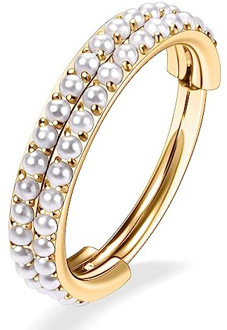 16G Helix Ohrringe Conch Hoop Ohrringe Chirurgenstahl Double Stacked Septum Nose Hoop Rings Gold 10mm Micro Lobe Ohrringe Teardrop Lip Ohrringe Cartilage Lobe Conch Piercing Schmuck mit Perle