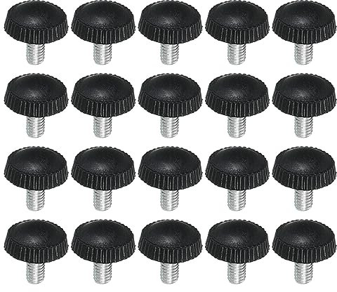 PATIKIL M4x8mm Vite a Testa Zigrinata, 20pz Manopola di Bloccaggio Tondo Serraggio Viti Manopole Bulloni Montaggio Elementi Fissaggio per Illuminazione Mobili Ferramenta Nero