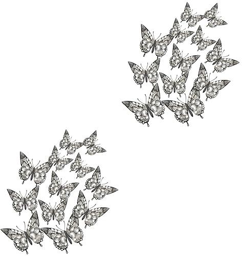 ibasenice 48stücke Glitzer Schmetterlinge Wandaufkleber Wanddekoration Für Kinderzimmer Schlafzimmer Und Feiern Abnehmbar Leicht Und Langlebig Hollow Out Design Für Kreative