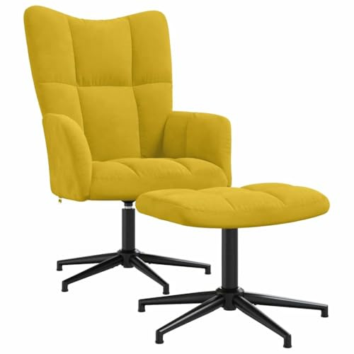 vidaXL Relaxsessel mit Hocker Senfgelb Samt