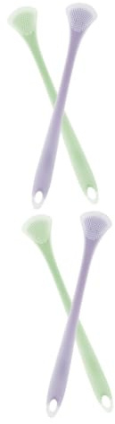 minkissy 4 St tungskrapa av silikon tungskrapor rengöringsverktyg silikonspatel sprutspatel rengöring av tungborste tunga färsk rengöringsborste barn nylon