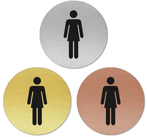 banjado® WC Schild selbstklebend/Graviertes Türschild WC Design Damen 4 / Toilettenschild 10x10cm / WC Aufkleber in Kupfer Optik/Badezimmer Schild