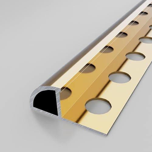 Fliesenprofil Lang 125CM*2 Stück Fliesenleisten Viertelkreisprofil Kantenschutz FüR Innenbereich, BüRo, Schule, Hotel(Gold,Dicke: 8mm)