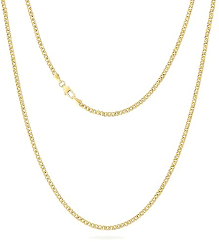 KRKC Herren Halskette, 14K Gold Edelstahl Cuban Link Chain Panzerkette 3mm