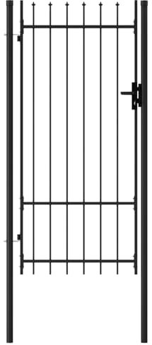 qohoio Fence Gate Single Door with Spike T O P Steel 1x2 m Black,Garden Gates High galvanised wrought iron metal swing gate