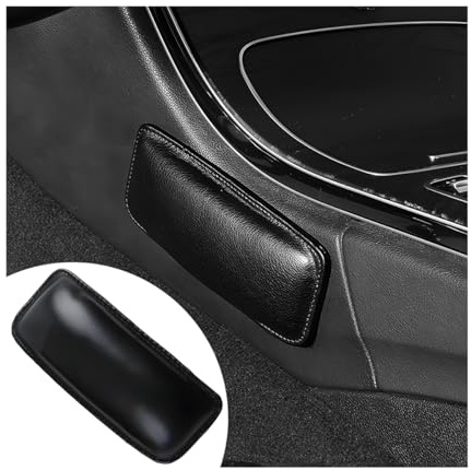 JNNJ 2 Pack Selbstklebendes Autotür Armlehnenkissen, Auto Kniekissen Leder, Knie Pad Auto Konsole, PU-Leder Kniepolster Auto Seitlich, Weiches Polster Leder Knie Pad, Autos Armlehnenkissen(Schwarz)